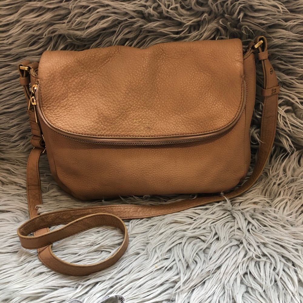 Fossil leather purse Crossbody light brown